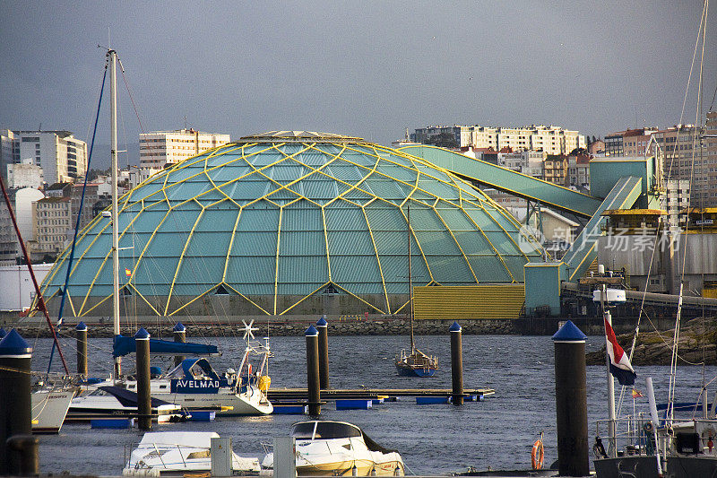 A Coruña harbor, storage dome structure.